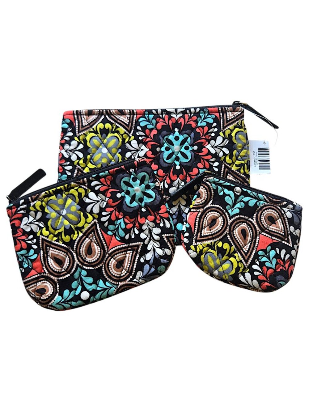 Vera Bradley Cosmetic Trio Retired Sierra Pattern Makeup Bags Small Medium Large